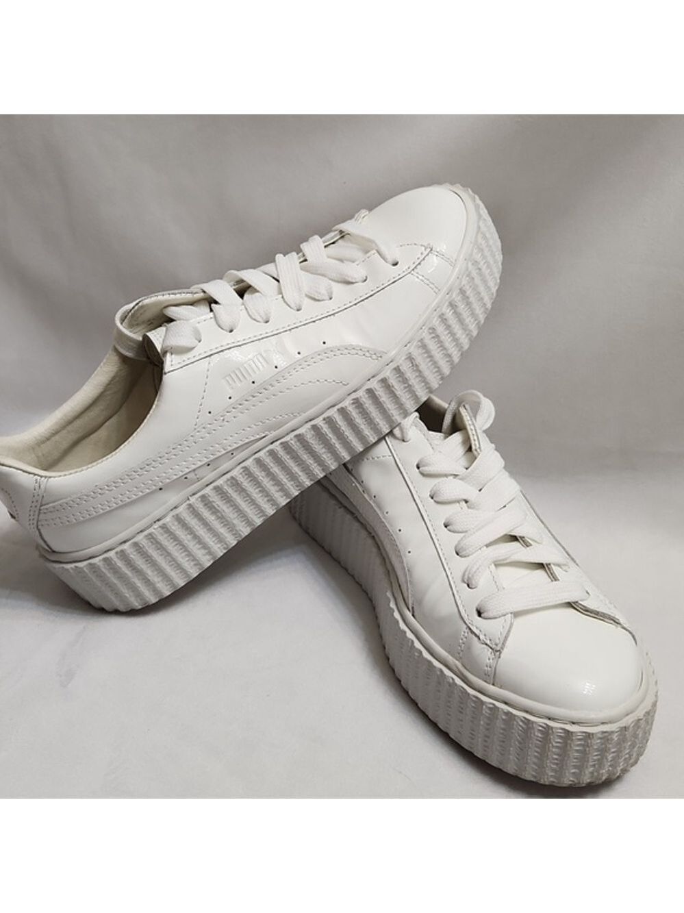 Puma × Fenty by Rihanna White Patent Leather Platform Sneakers (W Size 7.5)